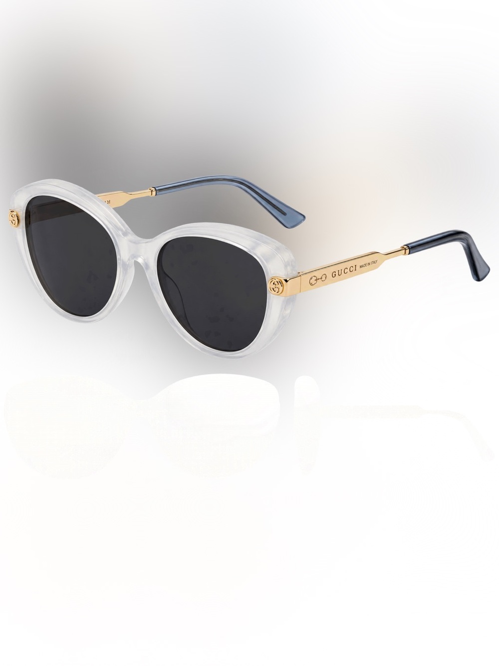 Gucci Clear White & Gold Sunglasses – Brand New